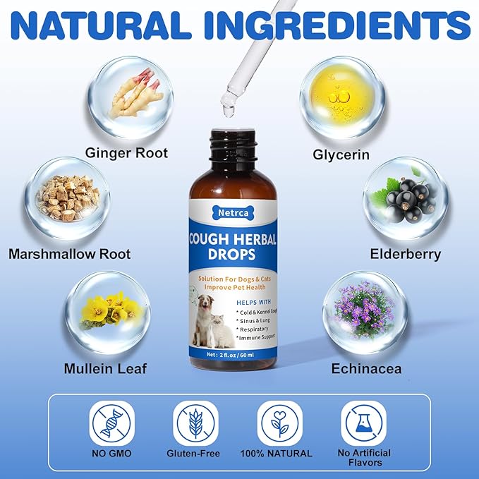 Natural Nebulizer Solution – Promotes Respiratory Health for Dogs &amp; Cats – Immune Support | Sinus, Allergies &amp; Kennel Cough Relief | Gentle Herbal Formula, 60ml