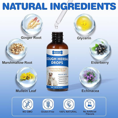 Natural Nebulizer Solution – Promotes Respiratory Health for Dogs &amp; Cats – Immune Support | Sinus, Allergies &amp; Kennel Cough Relief | Gentle Herbal Formula, 60ml