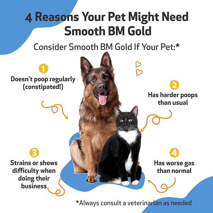 Pet Wellbeing Smooth BM Gold for Dog &amp; Cats - Constipation Relief &amp; Stool Softener, Supports Healthy Bowel Movements - Natural Herbal Supplement 4 oz (118 ml)