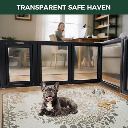 FXW AuraSpace Acrylic Indoor Unleashed Dog Playpen for Small and Medium Dogs, 30 Inch, 8 Panels, Black