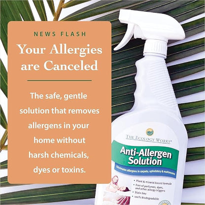 The Ecology Works- Plant-Based Dog &amp; Cat Allergy Spray, Dander Remover &amp; Dust Mite Waste Reducer for Relief from Allergies - Cleans Home, Bedding &amp; Furniture Naturally, Fragrance-Free