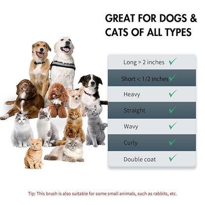 Dog Brush Kit - Self-Cleaning Slicker Brush with Bath Brush &amp; Undercoat Rake | Deshedding Tools for Large - Small Dogs &amp; Cats, Professional 3-in-1 Pet Grooming Set for Heavy Shedding, Black