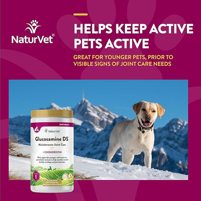 NaturVet – Glucosamine DS - Level 1 Maintenance Care | Preventative Care to Maintain Healthy Cartilage &amp; Joint Function | Enhanced with Glucosamine &amp; Chondroitin | for Dogs &amp; Cats (240 Tablets)