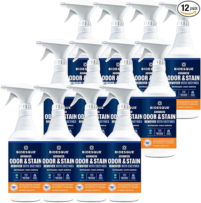 Bioesque Advanced Odor &amp; Stain Remover with Enzymes, 32 Fl Oz (Pack of 12)