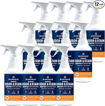 Bioesque Advanced Odor &amp; Stain Remover with Enzymes, 32 Fl Oz (Pack of 12)