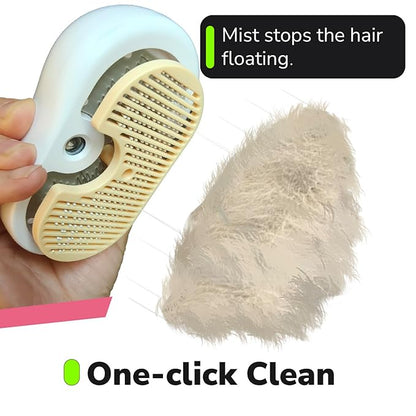 Misty - Moisturizing Pet Comb - Hair Brush with Mist, One-Click Clean, &amp; Stainless Steel Bristles - Anti-Static Deshedding - Smooth Grooming for Cats, Dogs, &amp; Small Pets - No Handle Compact Design