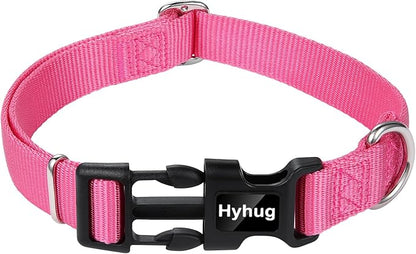 Hyhug Small Dog Collar Quick-Release Pink| Heavy-Duty Nylon Puppy Collar, Adjustable &amp; Durable Pet Supplies for Boy &amp; Girl Dogs (Small, Candy Pink)