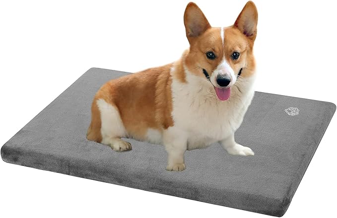 EMPSIGN Stylish Dog Bed Mat Dog Crate Pad Mattress Reversible (Cool &amp; Warm), Water Proof Linings, Removable Machine Washable Cover, Firm Support Pet Crate Bed for Small to XX-Large Dogs, Grey