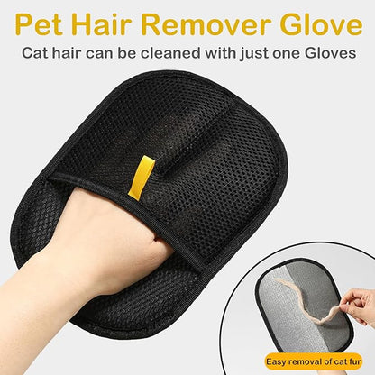Pet Hair Remover Glove for Cats &amp; Dogs, Electrostatic Pet Hair Removal Gloves, 2PC Upgrade Reusable Pet Hair Remover Glove, for Furniture, Carpet, Car Seat, Pet Grooming