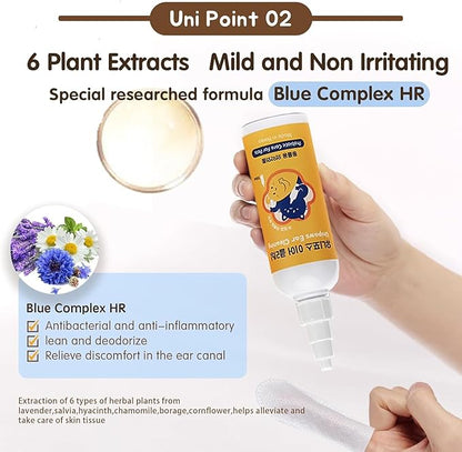 UNIPAWS Pet Ear Drops for Dogs &amp; Cats – Vet-Recommended Ear Cleaner &amp; Deodorizer – Helps Reduce Wax Buildup &amp; Soothe Itchy Ears – 5.1 fl oz Probiotic &amp; Moisturizing Formula, Made in Korea