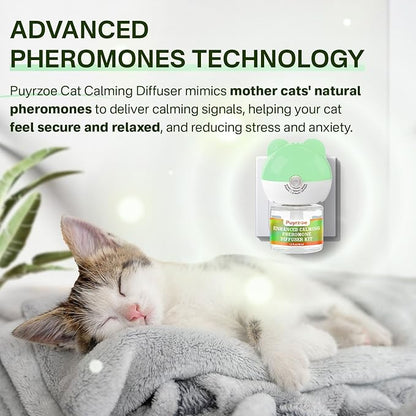 Cat Calming Diffuser with Three Timing Functions, 6-in-1 Cat Pheromones Calming Diffuser Kit, 120-Day Anxiety Relief, Stress Reduction &amp; Relaxation for All Cats (2 Diffusers + 4 Refills)