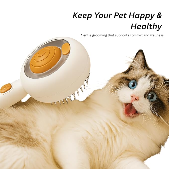 Steam Pet Grooming Brush for Dogs &amp; Cats – Self-Cleaning De-Shedding &amp; Hair Removal Comb with Water Spray, Anti-Static &amp; Massage Tool for Long &amp; Short Hair by Vivid Creations