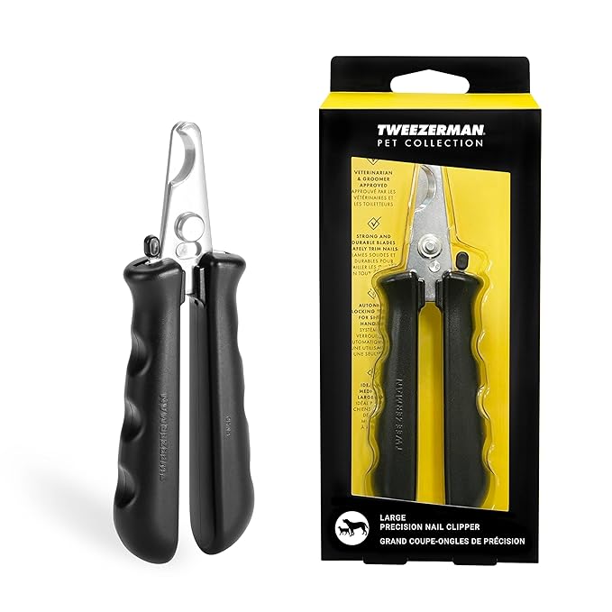 Tweezerman Large Nail Clippers for Dogs &amp; Cats, Manual Professional Cat &amp; Dog Nail Trimmer with Ergonomic Handle