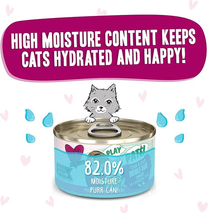 Weruva B.F.F. Play - Best Feline Friend Paté Lovers, Aw Yeah!, Tuna &amp; Duck Double Dare with Tuna &amp; Duck, 2.8oz Can (Pack of 12)