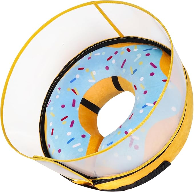Inflatable Dog Cone Collar with Detachable Enhanced Anti-Licking Shield, Soft Neck Donut Collar for Dogs After Surgery, Adjustable Dog Cone Alternative for Large Medium Small Dogs &amp; Cats