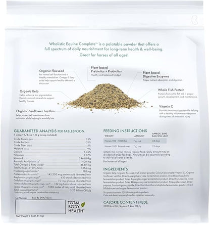 Wholistic Pet Organics Equine Complete: Horse Multivitamin for Total Body Health - Horse Supplement with Vitamins, Minerals, Prebiotics, Probiotics, Antioxidants and More - 4 Lb