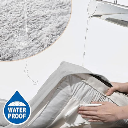 Comfort Expression Large Dog Beds Orthopedic Foam, Waterproof Dog Beds for Dogs Sofa Comfy Pet Bed with Washable Removable Cover &amp; Non-Slip Bottom(Large,Grey White)