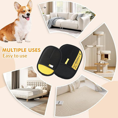 3Pcs Pet Hair Removal Glove for Cats &amp; Dogs, Efficient Grooming Gloves for Pet Hair, Cat Grooming Gloves for Hair Removal, Magic Pet Grooming Glove for Couch, Furniture, Carpet, Curtain (2L1S)