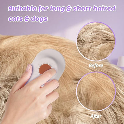 4 in 1 Cat &amp; Dog Steam Brush for Long/Short Hair Shedding - Rechargeable Pet Grooming Brush with Anti-Static Steam Spray, Foldable Handle &amp; Dual Massage Modes for Home Pet Spa Cleaning