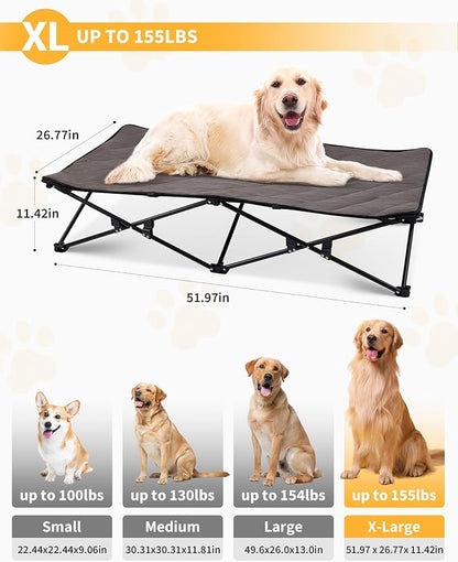 KingCamp Elevated Dog Bed for XL Dogs, Outdoor Raised Cooling Pet Cot Bed with Washable Breathable Mesh &amp; No-Slip Feet Perfect for Camping, Backyard, Indoor Use (X-Large, Black)