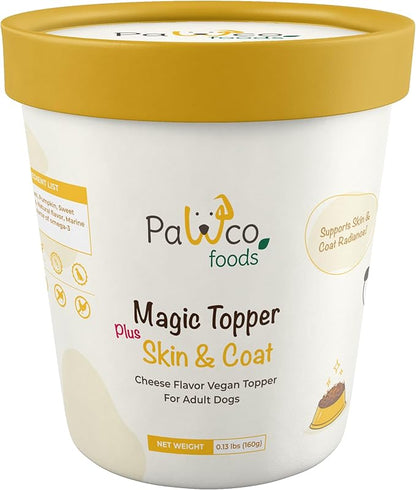 PawCo Magic Topper Skin &amp; Coat - Dog Food Topper for Healthy Skin &amp; Shiny Fur, Grain-Free Meal Enhancer with Omega-3 &amp; DHA, 160g