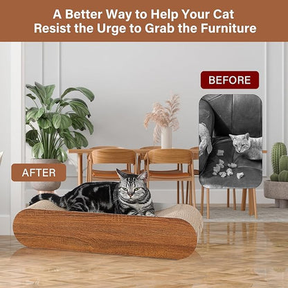 Cat Scratcher, Cardboard Lounge Bed, Bone Shape Design, Recyclable Corrugated Scratching Pad, Stable and Durable, Furniture Protector, Reversible, Brown