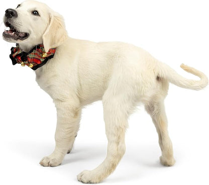 Huxley &amp; Kent Ruff Pet Scrunchy | Shiny Christmas Plaid (Extra-Large) | Festive Christmas/Holiday Neckwear for Dogs/Cats | Fun Stretchable Costume Accessory | Soft Collar with Bells