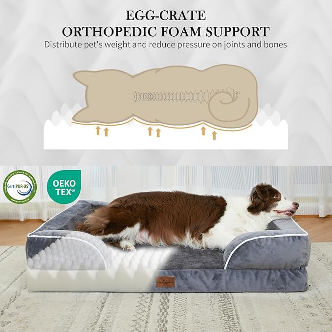 Comfort Expression Small Dog Beds Waterproof Cat Beds Orthopedic Foam Sofa Beds for Small Dogs Comfy Pet Bed with Washable Removable Cover &amp; Non-Slip Bottom(XX-Small,Dark Grey)