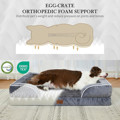 Comfort Expression Medium Dog Beds Waterproof Orthopedic Foam Dog Sofa Beds for Medium Large Dogs Comfy Pet Bed with Washable Removable Cover &amp; Non-Slip Bottom(Medium,Dark Grey)