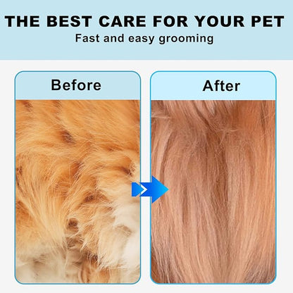 Pet Grooming Brush, Double Sided Undercoat Rake for Dogs &amp; Cats, Professional Deshedding Brush and Dematting Tool, Safe and Effective Removing Knots, Mats, Tangles,and Flying Hair
