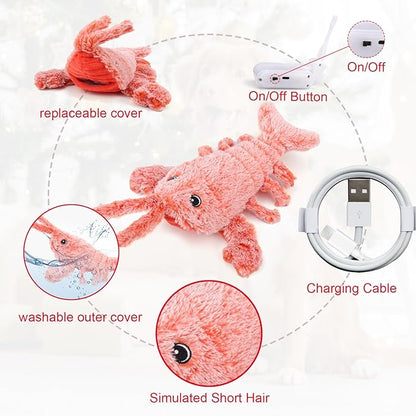 Mity rain Interactive Dog Toys - Wiggly Lobster for Small Medium Large Dogs, Moving Pet Toy to Keep Them Busy for Boredom, Floppy Smart Motion Activate Enrichment, Rechargeable