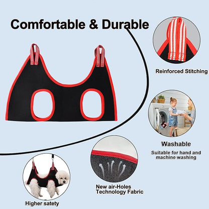 Dog Grooming Hammock Harness,Breathable Pet Cat Hammock Restraint Bag,Dog Grooming Sling Helper for Trimming Nail and Ear/Eye Care(S Size,8.5")