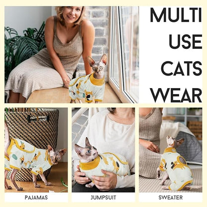 DENTRUN Cat Surgery Recovery Suit Female Male Soft Onesie, Kitten Surgical Collar Cone Alternative Shirt, Abdominal Wounds Anti-Licking Pajama for Small Pets Spay, Cat Body Suit Post Surgery