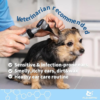 Tris Flush Cat &amp; Dog Ear Cleaner - Dog Ear Infection Treatment with PHMB, Removes Wax, Odo, Gentle &amp; Hypoallergenic, with 20 Cotton Qtips, 4 Fl oz