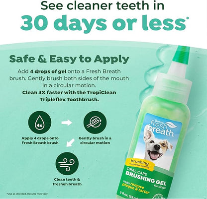 TropiClean Oral Care Brushing Gel for Dogs &amp; Cats| Dog Toothpaste | Pet Dental Gel | Dog Teeth Cleaning Use with Pet Toothbrush | 2 oz