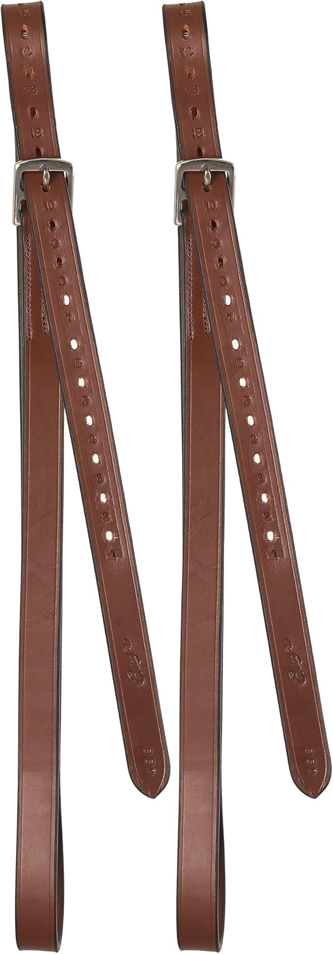 Exion Pre-Stretched Leather Stirrup Leathers for English Saddles | Premium Vegetable-Tanned Non-Stretch Stirrups for Jumping, Dressage &amp; Schooling | 18-Hole Numbered Adjustment &amp; SS Buckles