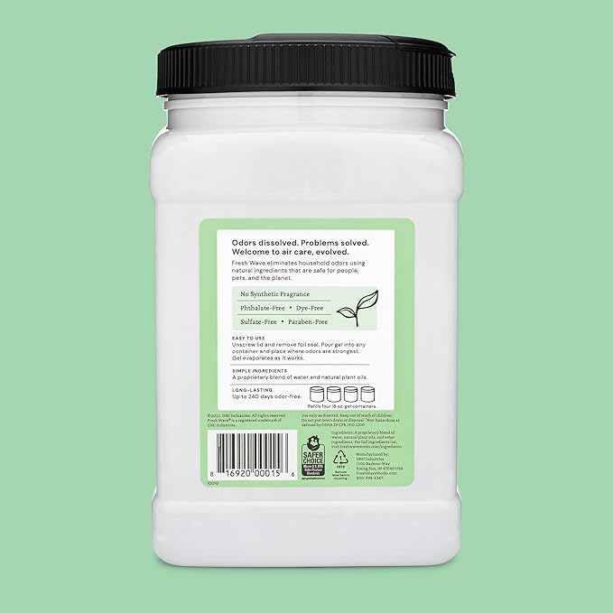Fresh Wave Original Scent Odor Removing Gel Refill, 63 oz. | Safer Odor Absorbers for Home, Cooking, Trash, &amp; Pets Areas | Natural Plant-Based Odor Eliminator
