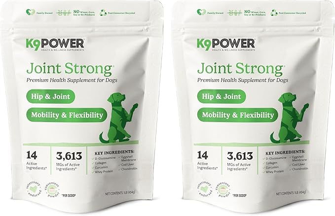 K9 Power Joint Strong Supplement 1 lb - Dog Joint Health &amp; Mobility Support with Glucosamine, Curcumin, Chondroitin, Hip &amp; Joint Pain Relief - Pack of 2