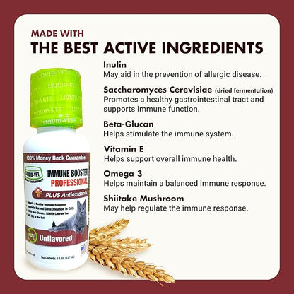 Immune Support for Cats – Daily Formula with Inulin, Beta-Glucan, Vitamin E, Omega-3s, Fermented Yeast &amp; More! - Made for Picky Eaters