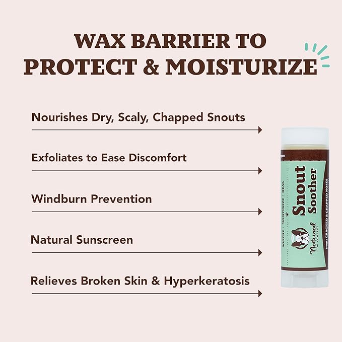 Natural Dog Company Snout Soother, Dog Nose Balm, Wax &amp; Cream for Dry, Cracked Noses, Heals &amp; Moisturizes with Shea Butter &amp; Coconut Oil, Lick-Safe Nose Butter, Made in USA, 0.15 oz. Stick
