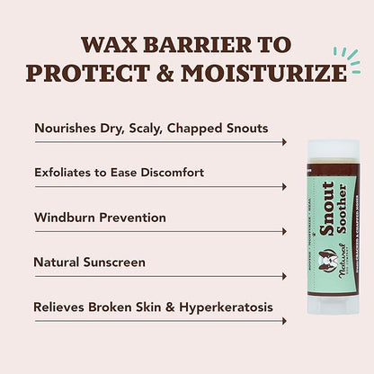 Natural Dog Company Snout Soother, Dog Nose Balm, Wax &amp; Cream for Dry, Cracked Noses, Heals &amp; Moisturizes with Shea Butter &amp; Coconut Oil, Lick-Safe Nose Butter, Made in USA, 0.15 oz. Stick