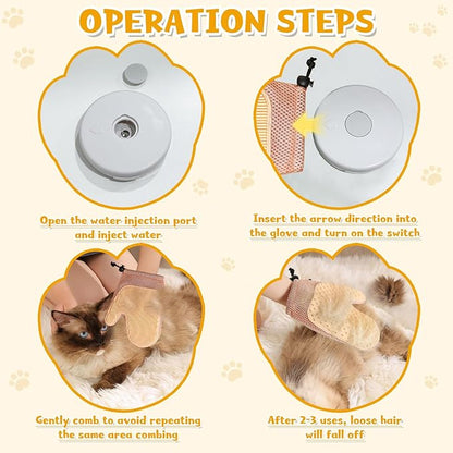 Pet Hair Removal Glove,2025 New All-in-One Grooming Mist Pet Hair Remover Gloves, Pet Hair Remover Glove for Cats &amp; Dogs,Double-Sided Reusable Gloves for Couch, Clothing,Carpet (Pink)