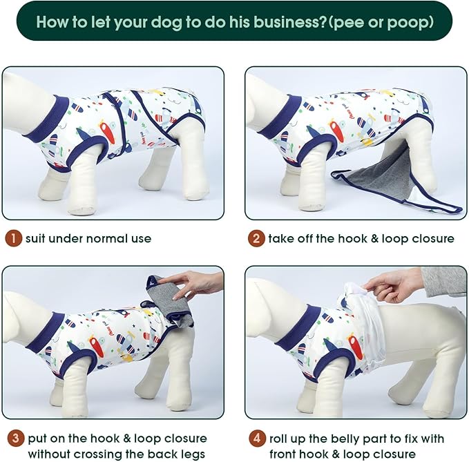 Kuoser Recovery Suit for Dogs Cats After Surgery, Professional Pet Recovery Shirt Dog Abdominal Wounds Bandages, Substitute E-Collar &amp; Cone,Prevent Licking Dog Onesies Pet Surgery Recovery Suit