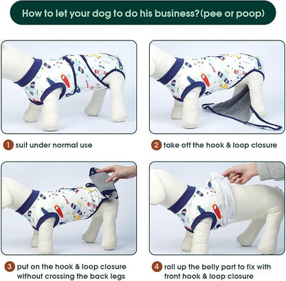 Kuoser Recovery Suit for Dogs Cats After Surgery, Professional Pet Recovery Shirt Dog Abdominal Wounds Bandages, Substitute E-Collar &amp; Cone,Prevent Licking Dog Onesies Pet Surgery Recovery Suit
