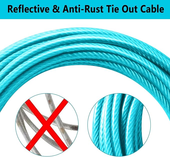 Dog Tie Out Cable 30FT-500Lbs,Heavy Duty Dog Leads Line for Yard with Swivel Hook,Medium Large Dogs Leash&amp;Chains for Outside,Rust Chew Proof Dogs Run Cable for Outdoor Camping (Teal, 30FT)