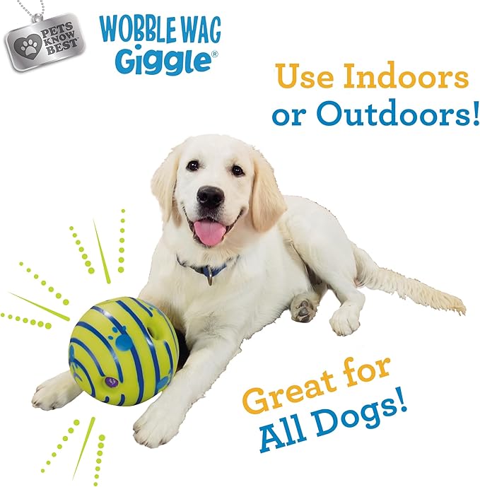 Wobble Wag Giggle Ball | Rolling Enrichment Toy for Fun Playtime, Interactive Play for Indoor or Outdoor, Keeps Dogs &amp; Puppies Large, Medium or Small Busy &amp; Moving, As Seen on TV | Pack of 1