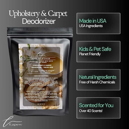 White Tea &amp; Ginger Carpet Freshener Powder Refill 36 oz | Powerful Odor Eliminator for Home | Upholstery Deodorizer | Carpet Deodorizer | Pet Urine | Cat Litter Box