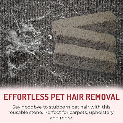Pet Hair Remover Rock – 3 Pack Reusable Dog &amp; Cat Hair Cleaner for Carpet, Upholstery &amp; Auto Interiors – Easy Lint &amp; Fur Removal Tool – No Roller or Brush