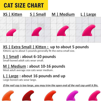zetpo 100 pcs Cat Nail Caps | Cat Claw Covers | with Adhesives and Applicators (M, Orange, Red, Neon Red, Bright Pink, Rose)