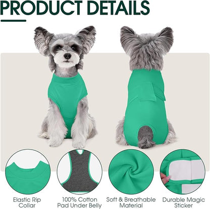 Kuoser Dog Surgery Suit Female Spay, Dog Recovery Suit Male Neuter, Puppy Clothes Onesie for Surgery Anti Licking Abdominal Wounds Pet Surgical Recovery Bodysuit Shirt, Substitute E-Collar &amp; Cone